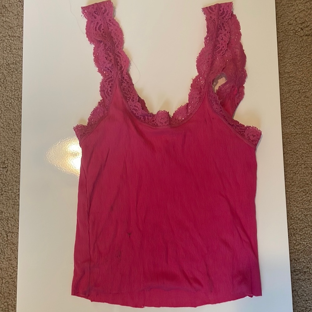 Vintage Hollister Pink Lace Coquette Tank Top